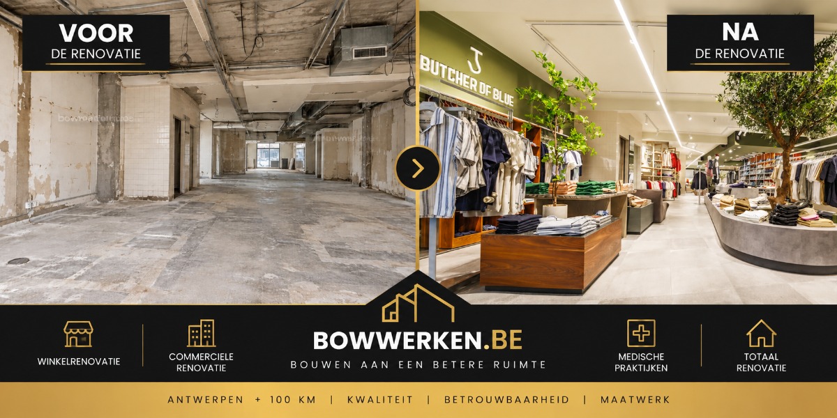 Winkelrenovatie Antwerpen – moderne commerciële ruimte | BOWWERKEN - BOWWERKEN project Winkelrenovatie Antwerpen – moderne commerciële ruimte | BOWWERKEN - winkelrenovatie, commerciële project realisatie door BOWWERKEN