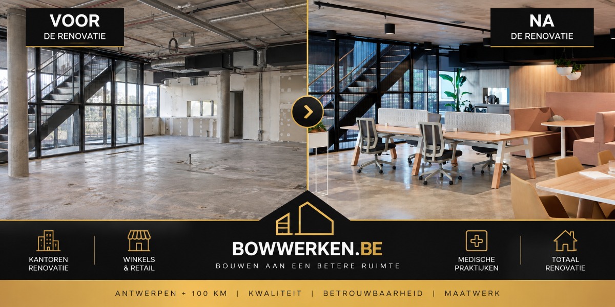 Totaalrenovatie bedrijfspand Antwerpen – renovatie van A tot Z - BOWWERKEN project Totaalrenovatie bedrijfspand Antwerpen – renovatie van A tot Z - totaalrenovatie, bedrijfspand project realisatie door BOWWERKEN